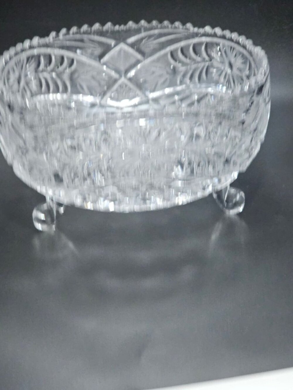 Anna Hutte Cut Glass Bowl vintage West Germany Lead Crystal footed Centerpiece - Picture 2 of 10